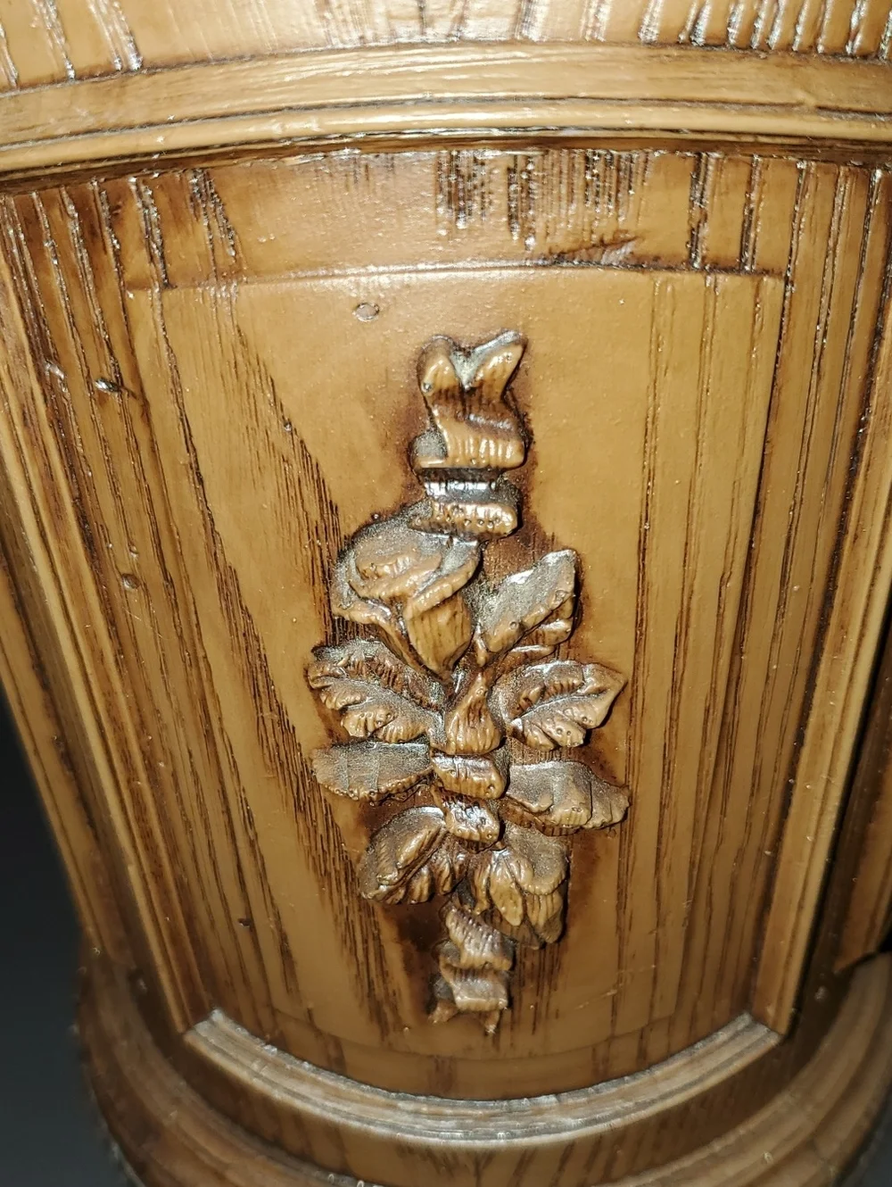 Vintage Fiberglass Owens Corning Made in USA Faux Wood MCM Ice Bucket